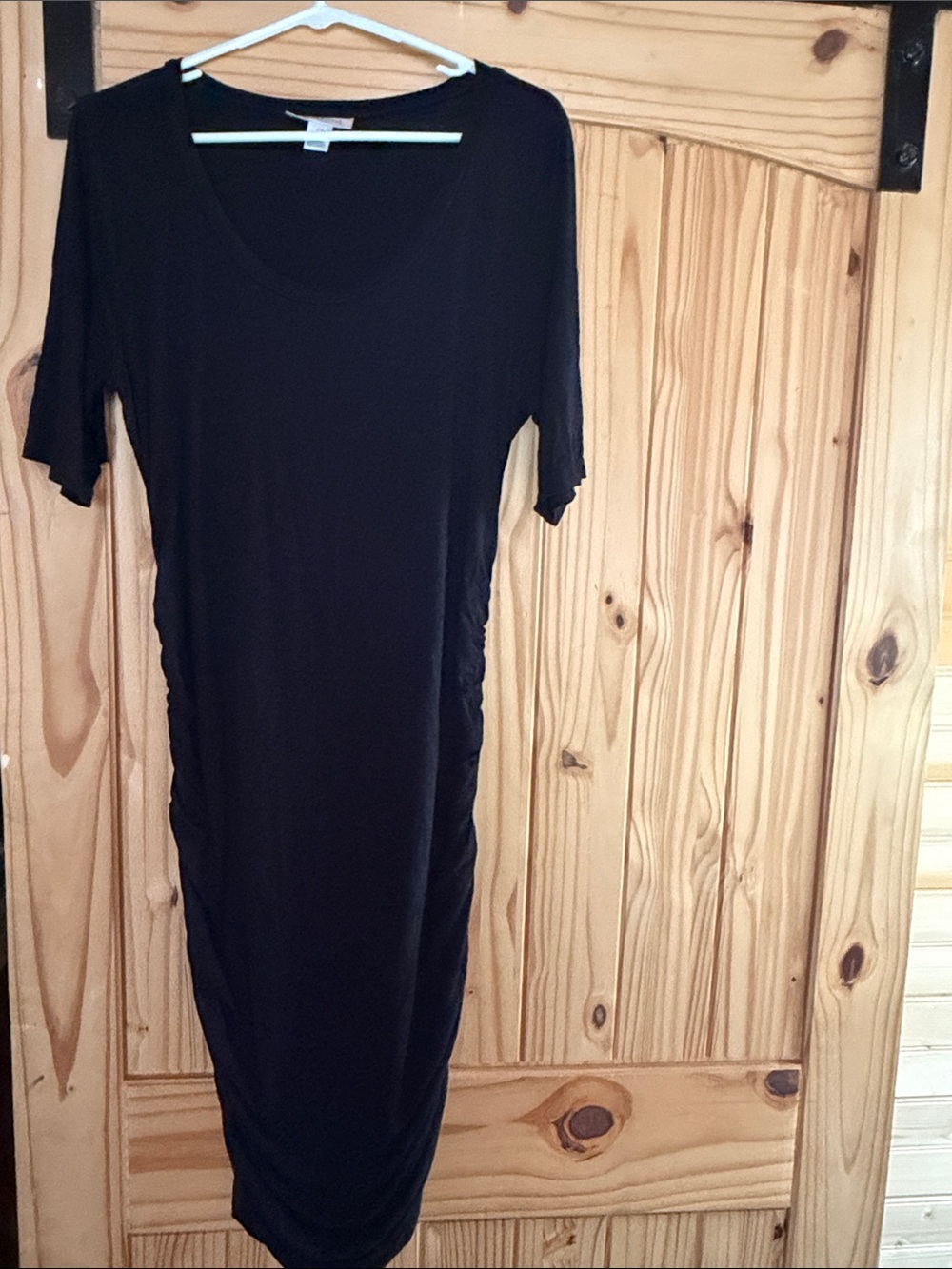 Size large maternity dress Classic Black Scoop Neck Midi